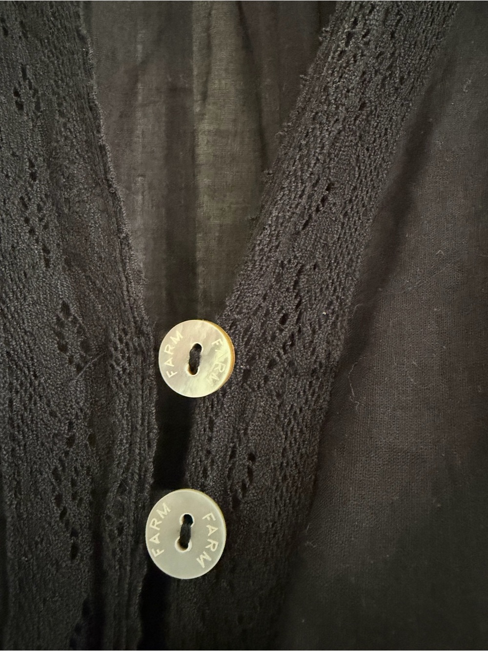 Farm in Rio Black Sheer Button-Front Peasant Top - Picture 6 of 6